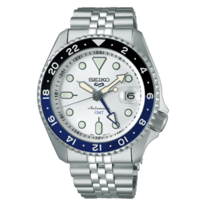 Reloj Seiko 5 Sport GMT Blanco Bisel Azul/Negro SSK033K1