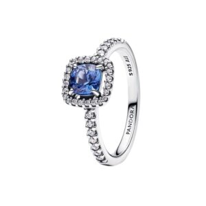 Anillo Halo Azul Cuadrado Brillante
