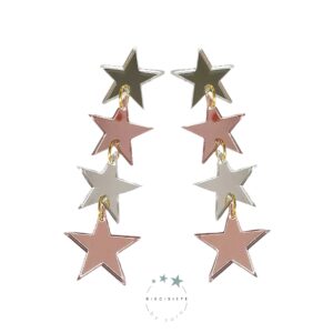 Pendientes  multiestrella Plata y Rose