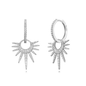 Pendientes Plata Aro Sol y Luna Brillante