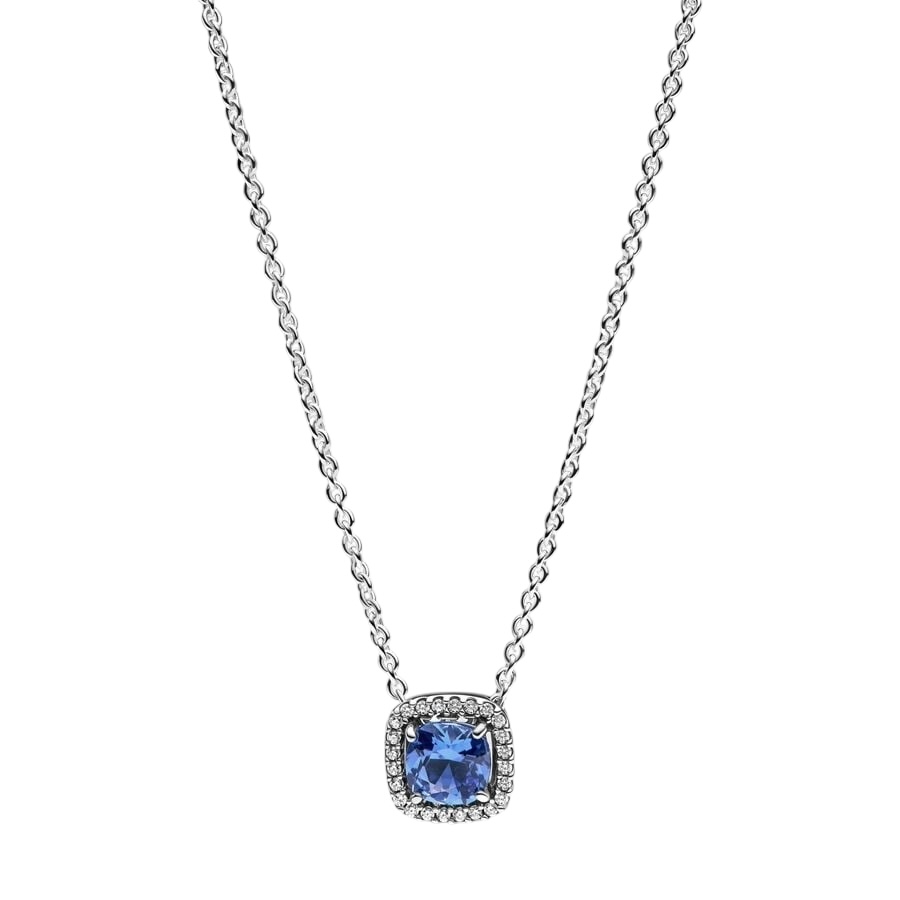 Conjunto de Regalo Collar y Pendientes Halo Azul Cuadrado Brillante BG2436 - Imagen 3