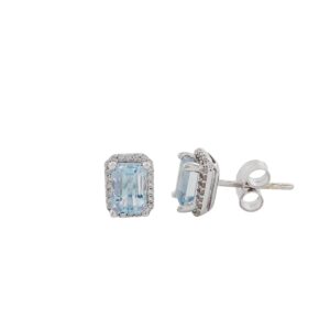 Pendientes en Oro Blanco y Aguamarina