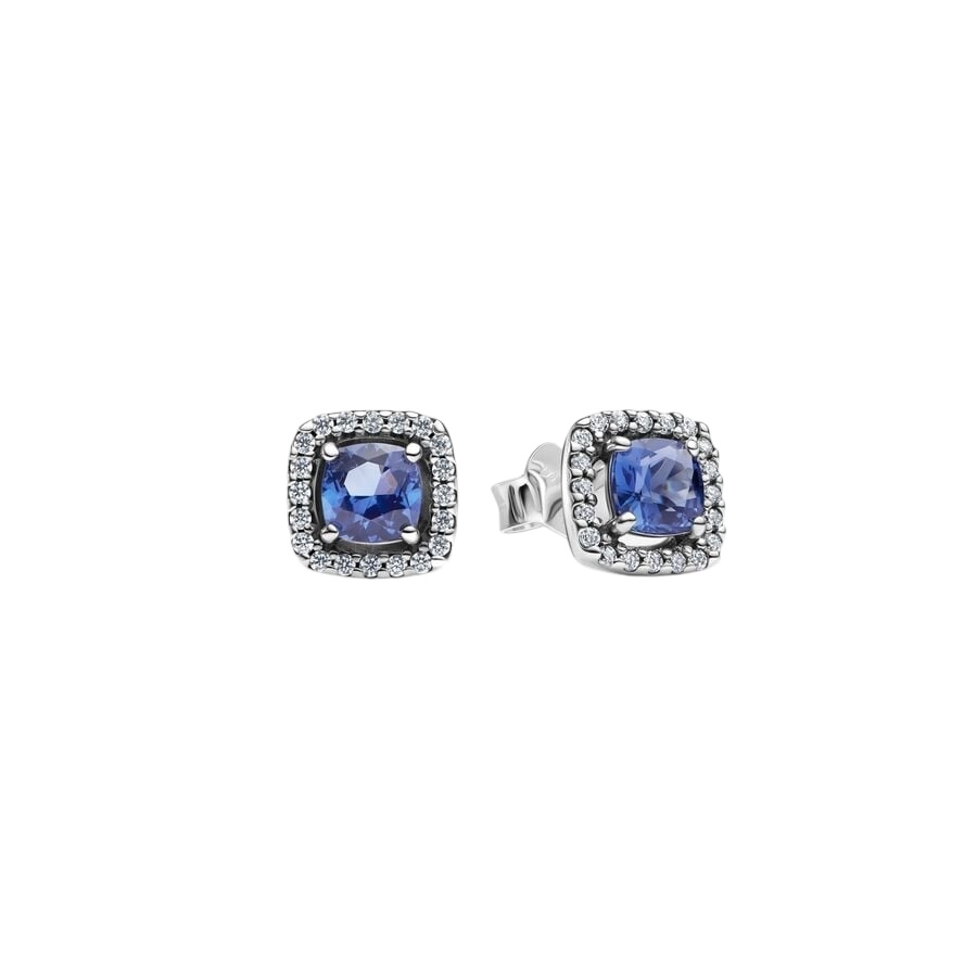 Conjunto de Regalo Collar y Pendientes Halo Azul Cuadrado Brillante BG2436 - Imagen 2