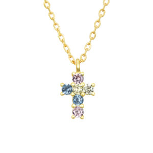 Cruz Plata Dorada Circonitas Multicolor