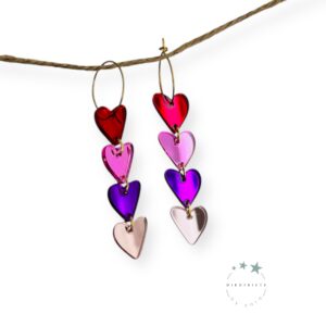 Pendientes Aro Corazones de colores