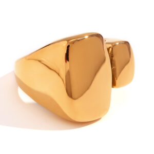 Anillo Acero Dorado Abierto Block