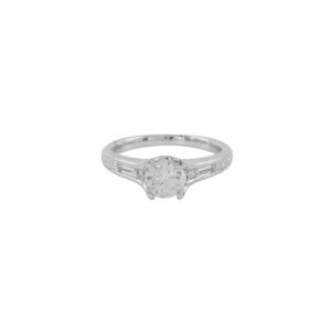 Anillo Oro Blanco Diamante y Baguets