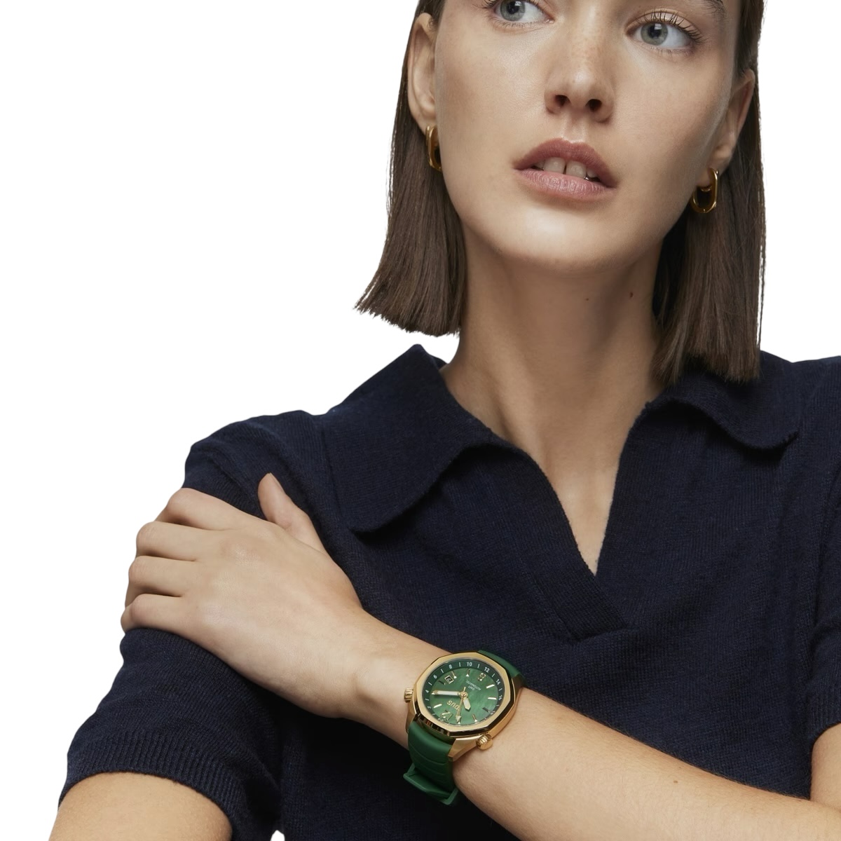 Reloj gmt automático con correa de silicona verde, caja de acero IPG dorado y esfera de nácar TOUS Now 3000133600o - Imagen 5