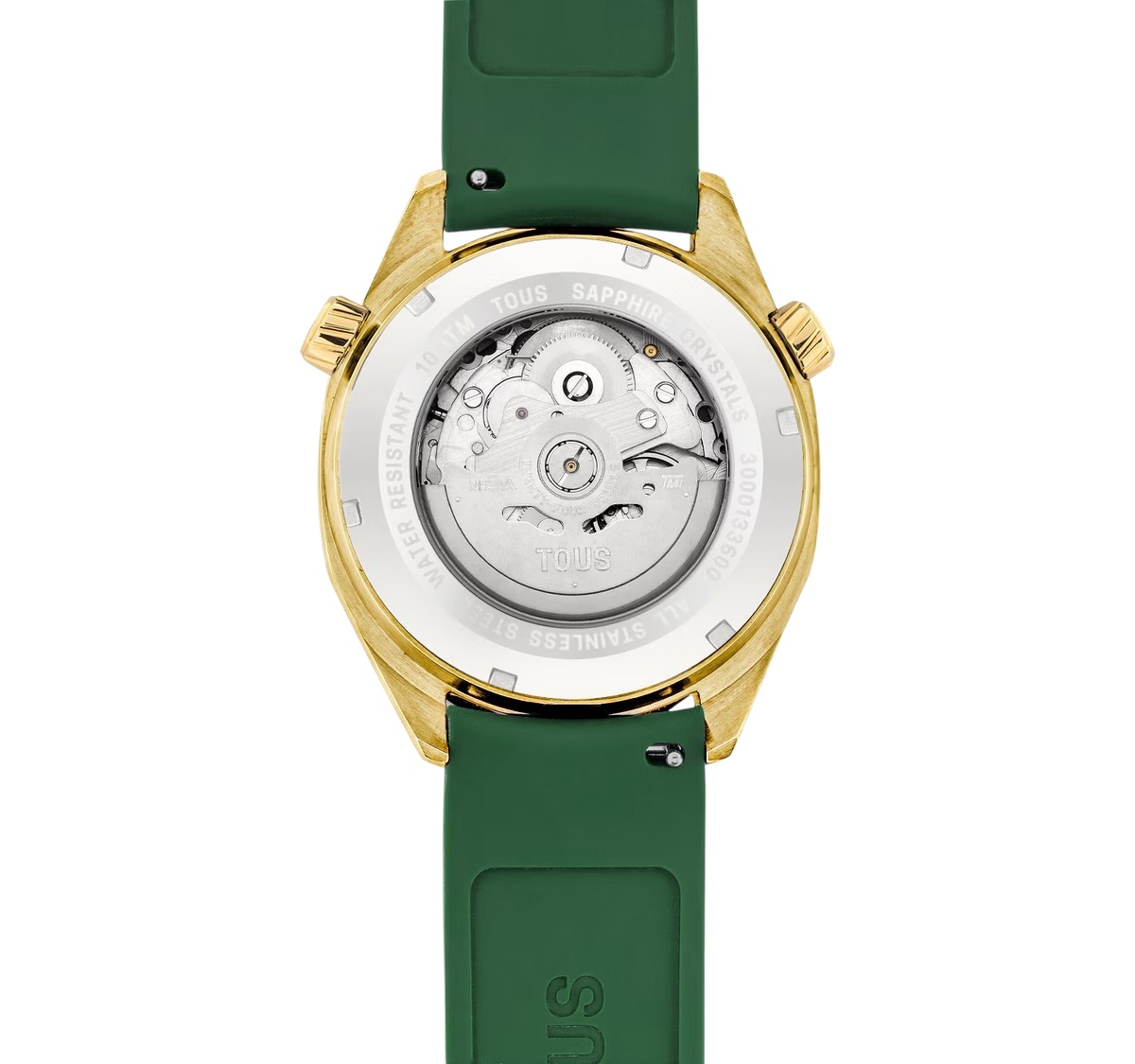Reloj gmt automático con correa de silicona verde, caja de acero IPG dorado y esfera de nácar TOUS Now 3000133600o - Imagen 3