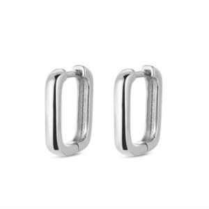 Pendientes Plata Aro Rectangular Ancho 13mm