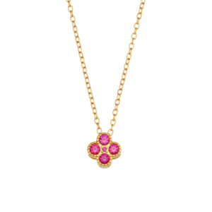 Collar Plata Flor Circonitas Rojas Gold