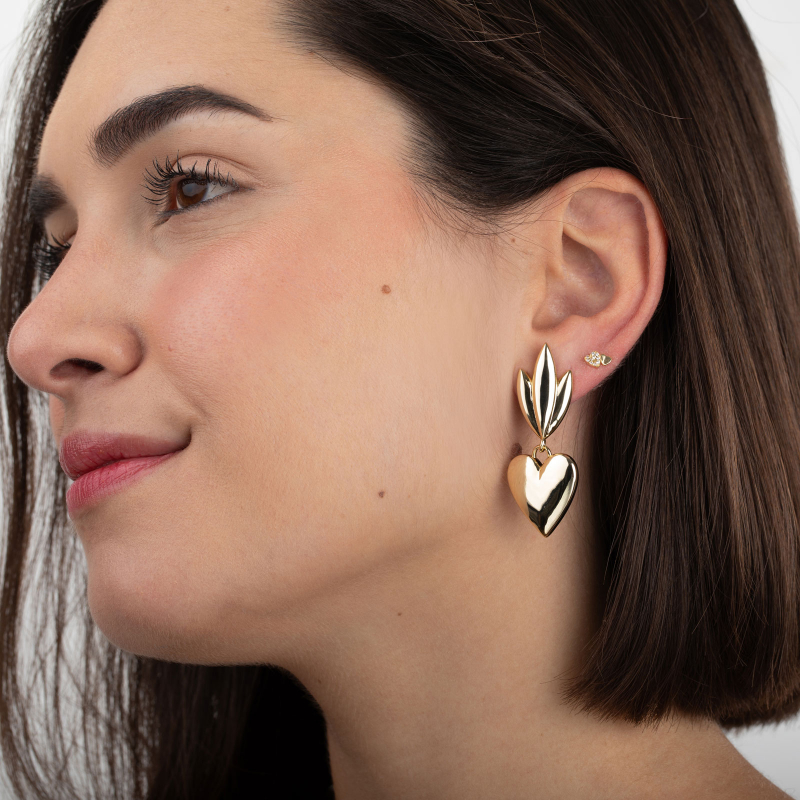 Pendientes Bronce Corazón llameante - Imagen 2