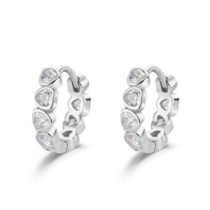 Pendientes Plata Aro Corazones de Circonitas