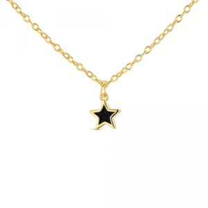 Collar Plata Estrella Esmalte Negro Gold