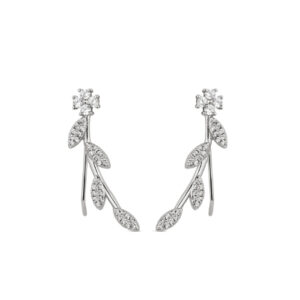 Pendientes Plata trepadores Flor y hojas