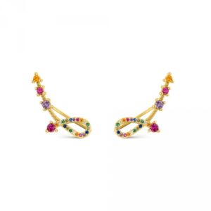 Pendientes Plata Dorada Nudo Multicolor