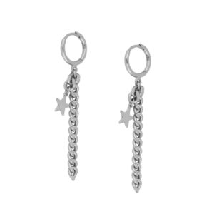 Pendientes Plata Aro Cadena y Estrella