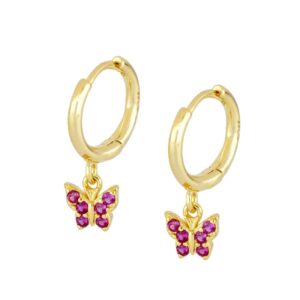 Pendientes Plata Mariposa Circonitas Rojas Gold