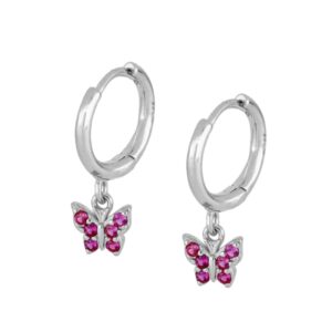 Pendientes Plata Mariposa Circonitas Rojas