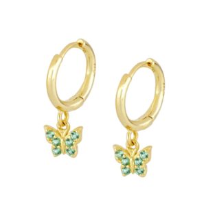 Pendientes Plata Mariposa Circonitas Verdes Gold