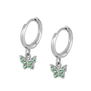Pendientes Plata Mariposa Circonitas Verdes