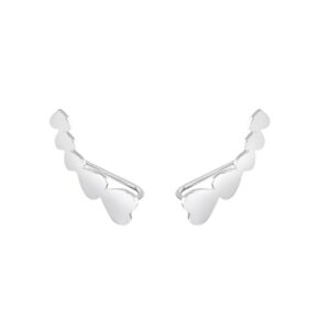 Pendientes Plata trepadores Línea de Corazones