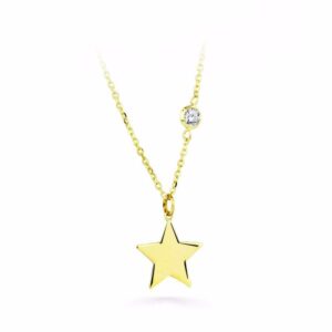 Collar Oro Amarillo de 18k Estrella y Circonita