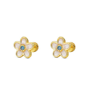 Pendientes Plata Dorada Flor Esmalte