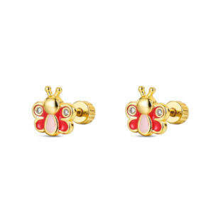 Pendientes Plata Dorada Rosca Mariposa Esmalte