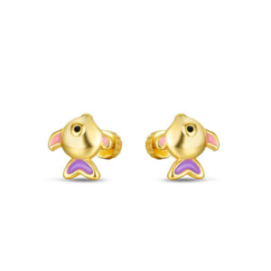 Pendientes Plata Dorada Rosca Pez Esmalte