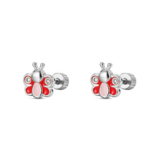 Pendientes Plata Rosca Mariposa Esmalte