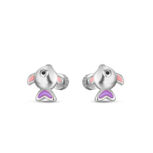 Pendientes Plata Rosca Pez Esmalte