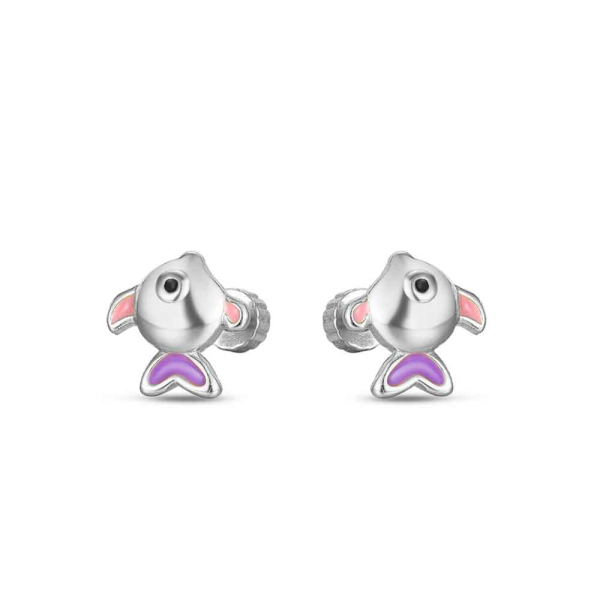 Pendientes Plata Rosca Pez Esmalte