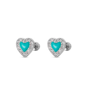 Pendientes Plata Rosca Corazon Esmalte