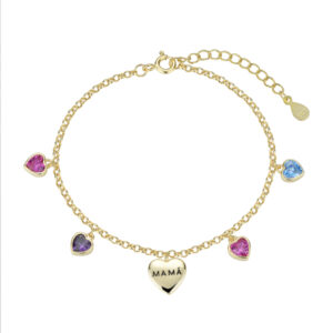 Pulsera Plata Dorada Mamá Corazones de Colores