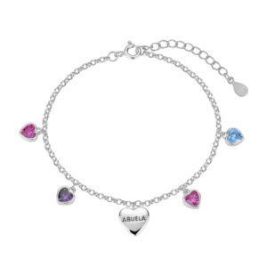 Pulsera Plata Abuela Corazones de Colores