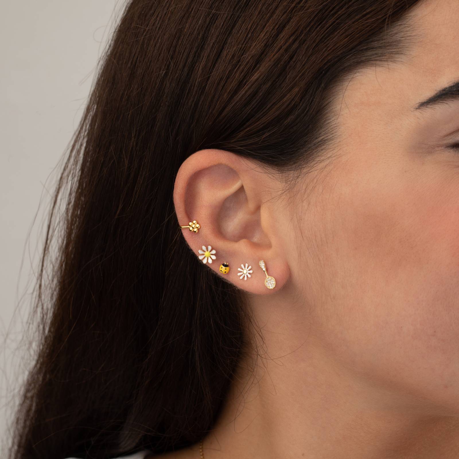Pendientes Plata Mariquita Amarilla Gold - Imagen 2