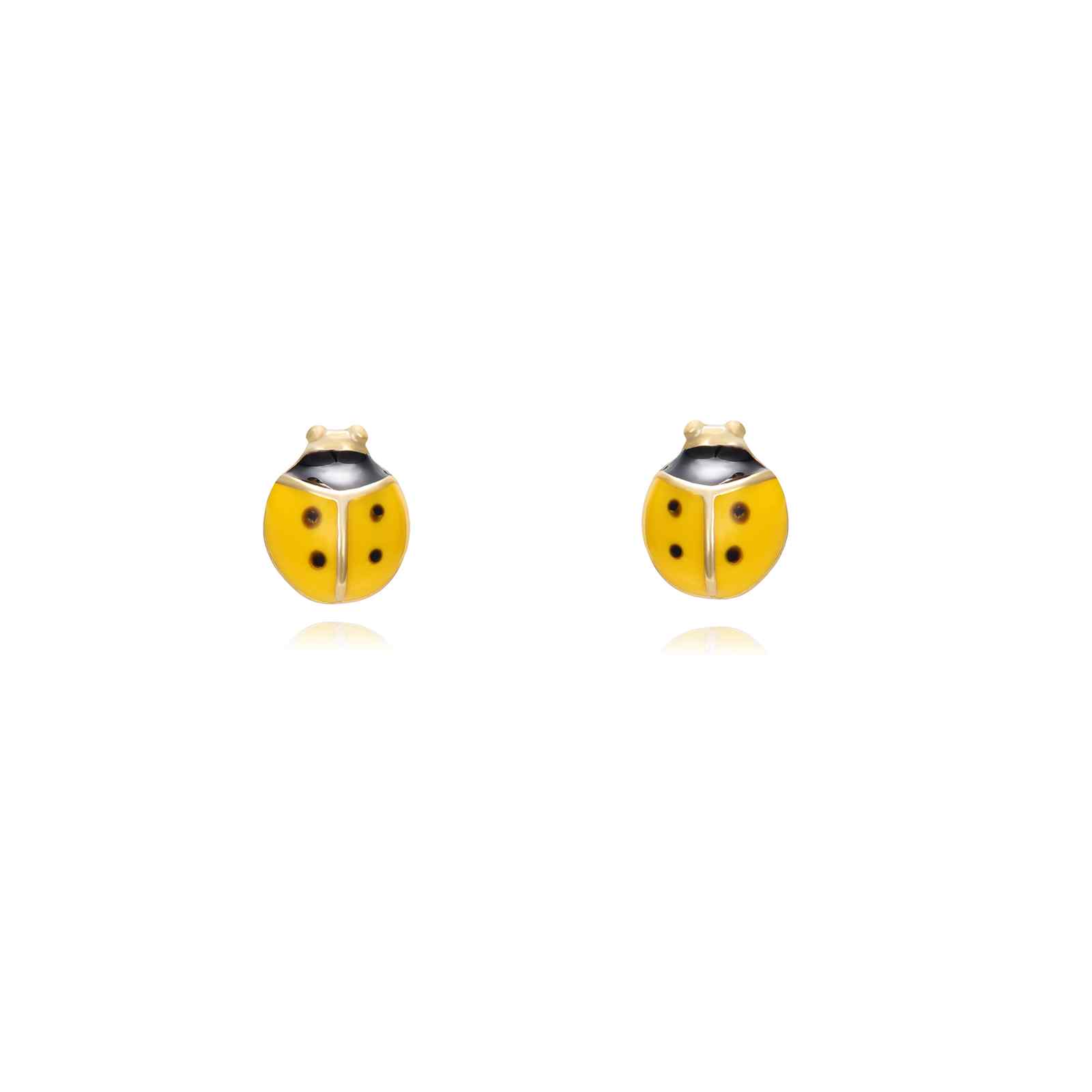 Pendientes Plata Mariquita Amarilla Gold
