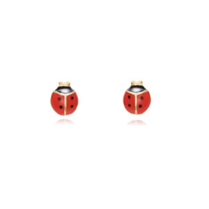 Pendientes Plata Mariquita Roja Gold