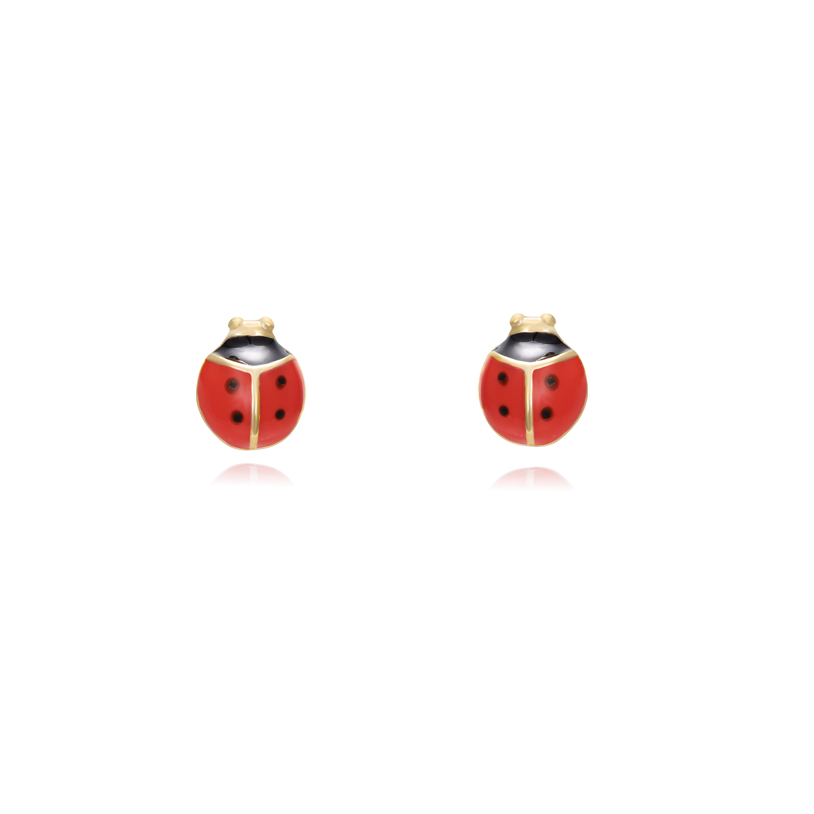 Pendientes Plata Mariquita Roja Gold