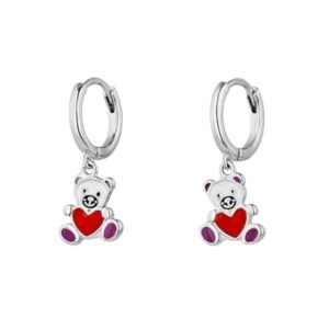 Pendientes Plata Aro Osito Corazón