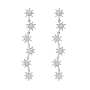Pendientes Largos Plata Estrellas y Circonitas SEA-101-210-UU