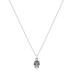 Collar Plata Calavera Pequeña Circonitas Negras SNL-102-008-01