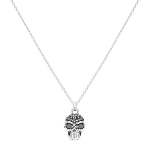 Collar Plata Calavera Grande Circonitas Negras SNL-102-008-02