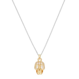 Collar Plata Calavera Dorada Circonitas SNL-201-008-01
