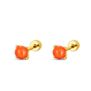 Pendientes Plata Dorada Bola Coral