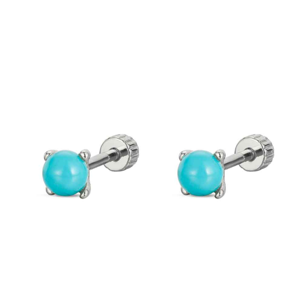 Pendientes Plata Bola Turquesa