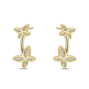 Pendientes Plata Dirada Mariposas con Circonitas