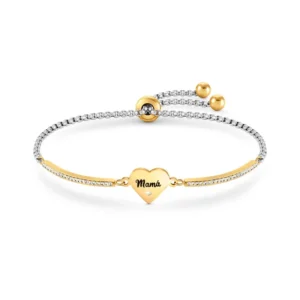 Pulsera Milleluci Mamá en Pvd Amarillo y Cristales 028094 069