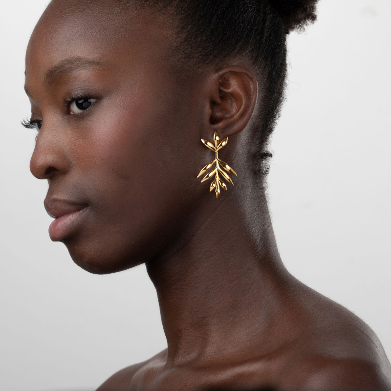 Pendientes Acero Hojas - Imagen 2